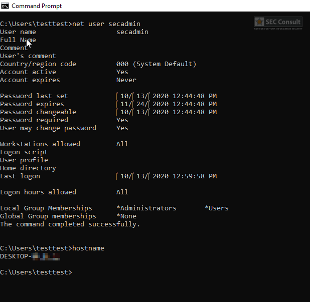 Rechteverteilung Administrator Account - SEC Consult Rechteverteilung Administrator Account - SEC Consult