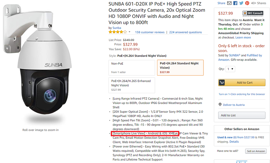 Screenshot “SUNBA” (Source: Amazon)