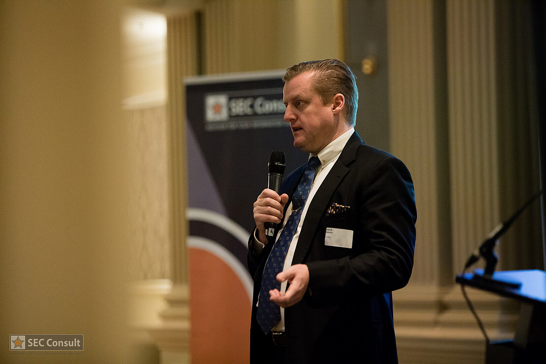 Person who talks with microphone - Global cybercrime