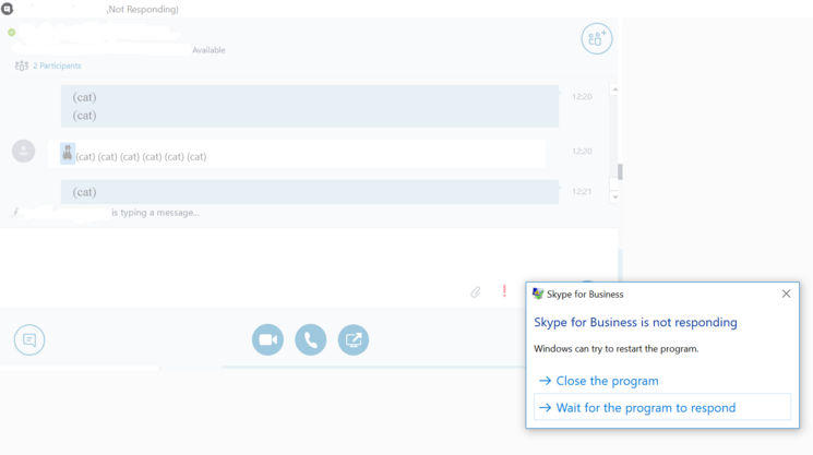 Skype business is not responding