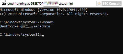 Rechte-Erweiterung CMD lokaler Administrator - SEC Consult Rechte-Erweiterung CMD lokaler Administrator - SEC Consult