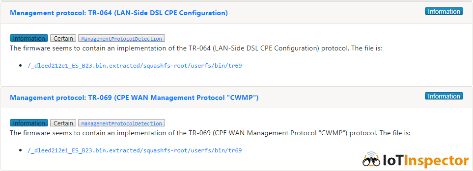 IoT Inspector results: Detection of TR-064/TR-069