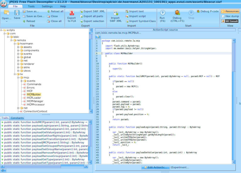 Dekompiliertes Flash Skript Screenshot Dekompiliertes Flash Skript - SEC Consult
