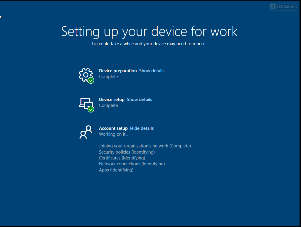 Neustart Erfolgsmeldung Eskalierung von Privilegien - Anmeldemaske Neustart Erfolgsmeldung - SEC Consult