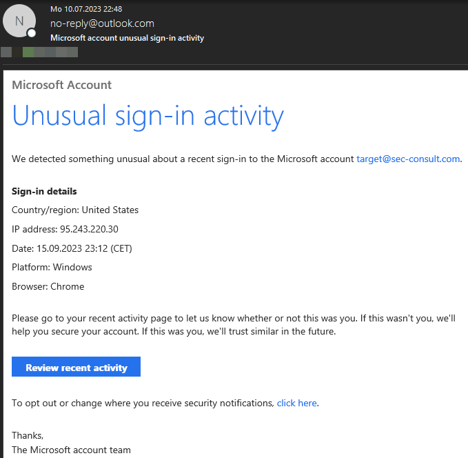Using HTML with SMTP smuggling to create a convincing phishing e-mail