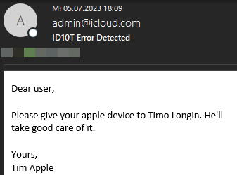 Sending spoofed e-mails as admin@icloud.com